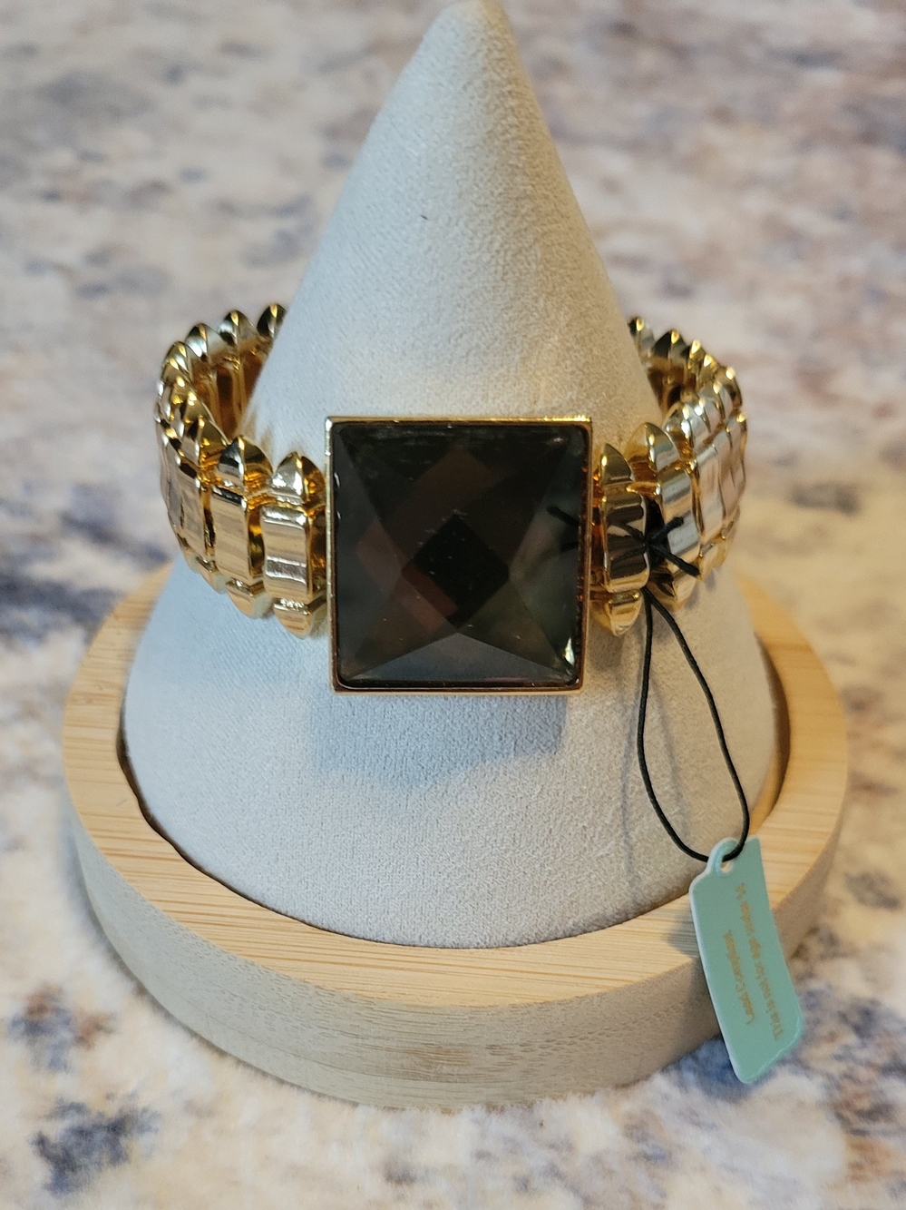And Lovely Gold-Tone Bracelet with Brown Square Gem